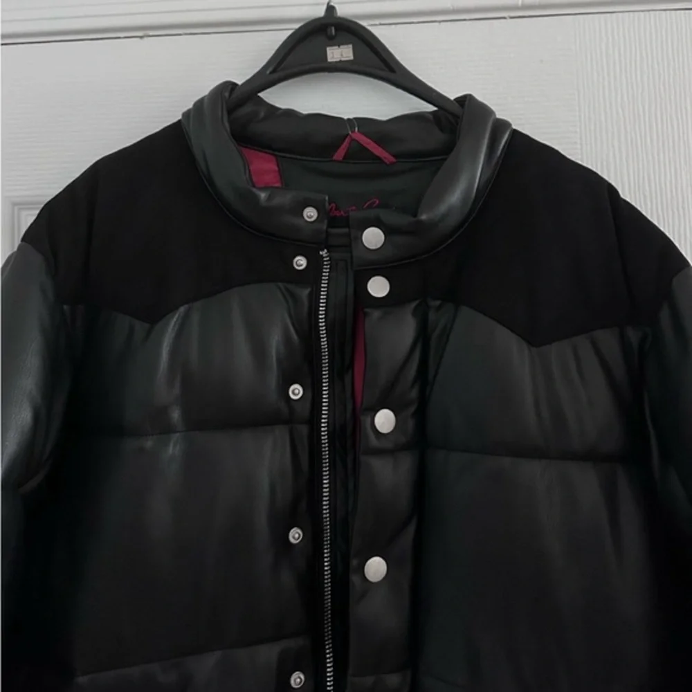 NWT ROBERT GRAHAM MEN’S‎ PUFFER JACKET FAUX LEATHER/SUEDE COAT BLACK INSULATED